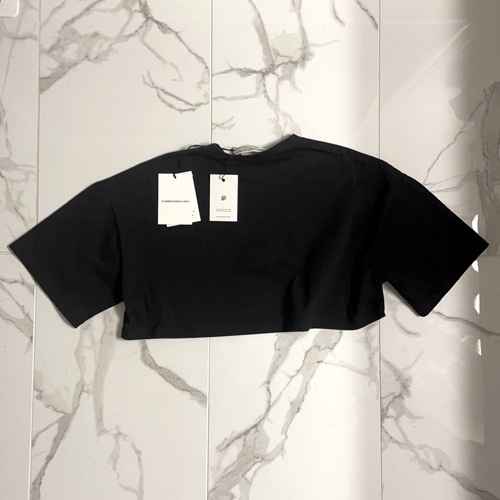 Alessandra Rich logo-embellished cropped t-shirt, Black - Picture 3 of 4